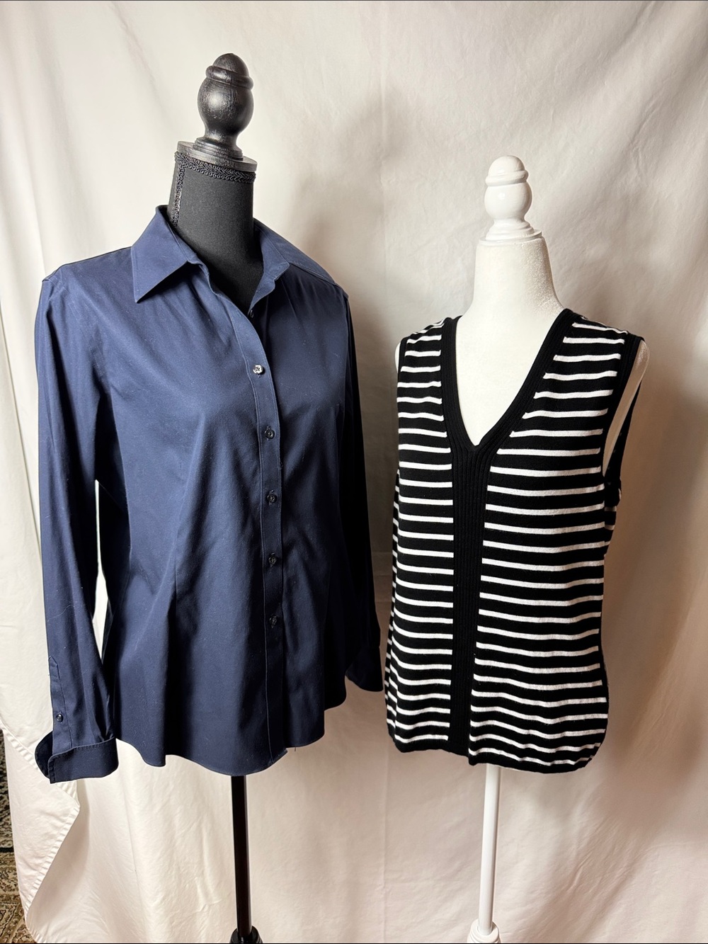 Brooks Brothers Navy Button-Down and Black & White Women's Shirts